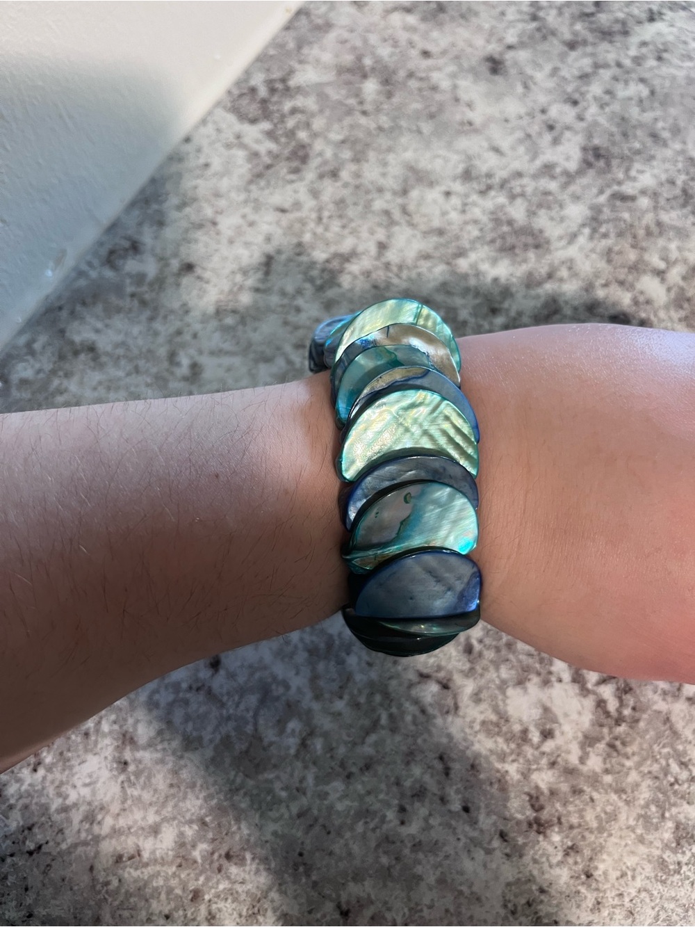 Vintage Abalone Shell Chunky Stretch Bracelet - Y2K